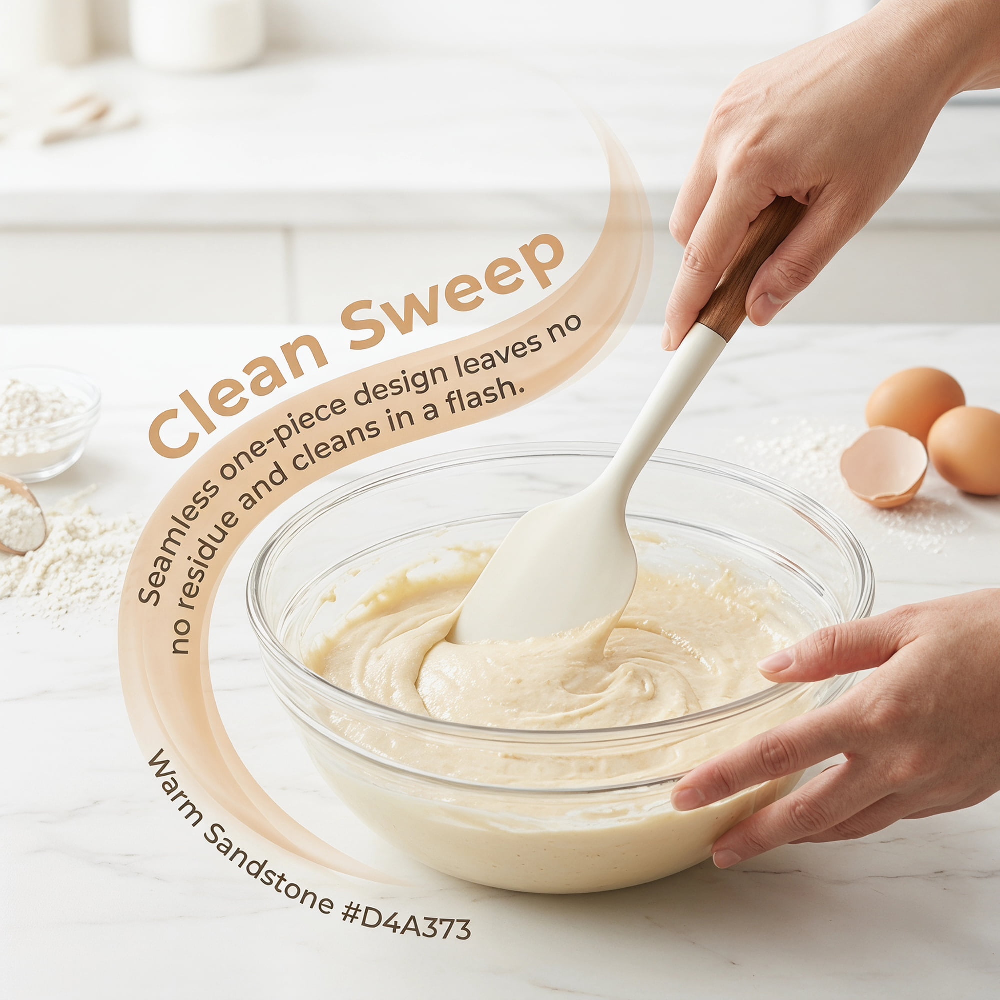 Unique Bargains Silicone Spatula Set, Kitchen Utensils with Tools Cream 13.4x2.4x0.8 inch