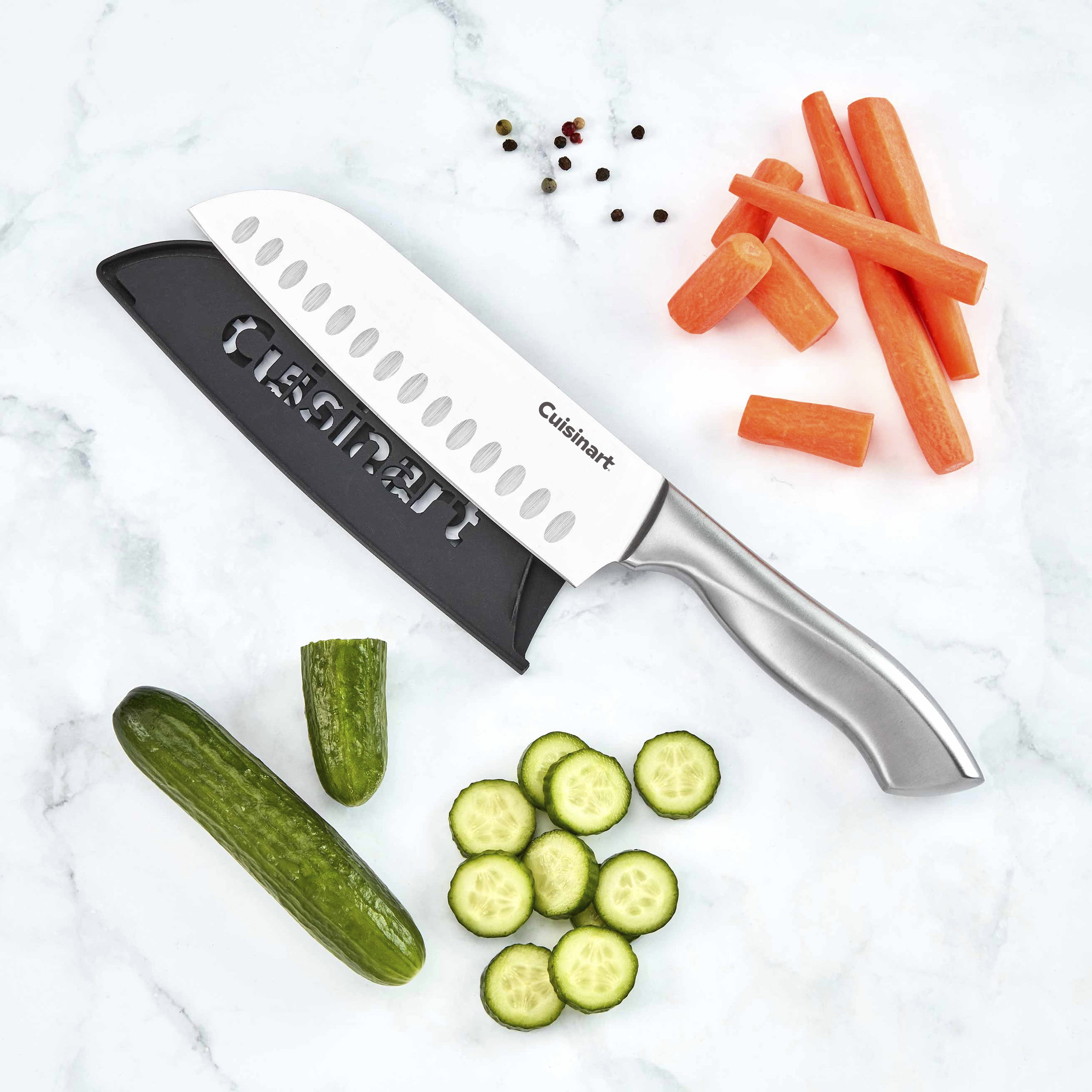 Cuisinart Classic Stainless Steel 7” Santoku Knife with Blade Guard