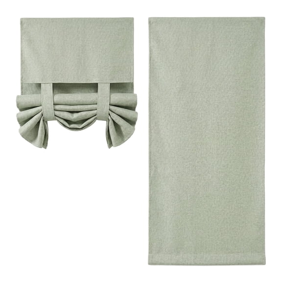 100% Natural Linen Blackout Curtain Panel – Thermal Insulated Door & Window Covering for Small Windows, Side Doors, and Kitchen, in Sage Green