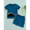 thumbnail image 2 of Seyurigaoka Little Boys 2PCS Pants Suit, Cute Dinosaur Short Sleeve Crew Neck T-Shirt, Same Style Short Pants, Summer Cozy Outfits, 2 of 9