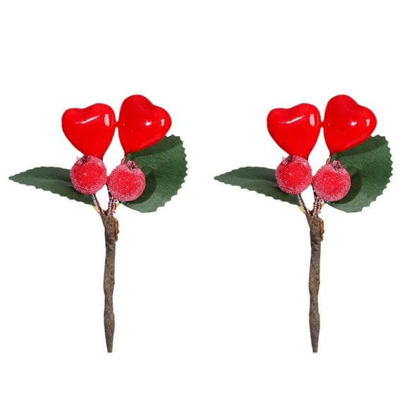 Specollect 2 Pcs Valentine's Day Heart Gift Box Decor, Artificial Floral Arrangement for Home Party Vase, Plastic Velvet Craft, Romantic Decoration