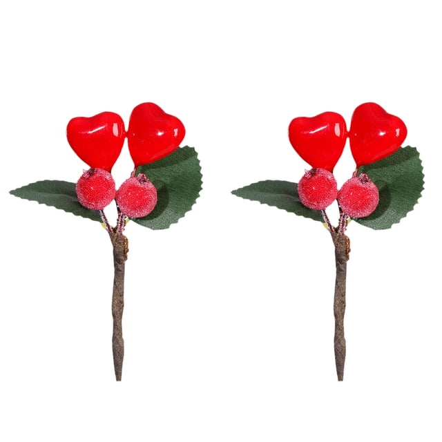 Specollect 2 Pcs Valentine's Day Heart Gift Box Decor, Artificial Floral Arrangement for Home Party Vase, Plastic Velvet Craft, Romantic Decoration