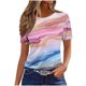 thumbnail image 1 of Tops de Cuello Redondo para las Mujeres de Manga Corta Impresa Casual, Camiseta de Moda para Uso Diario Y de Fiesta, 1 of 6