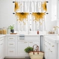 thumbnail image 3 of Yellow Translucent Floral Kitchen Curtains Valances and Tiers Set of 3 Gradient Art Watercolor Decor Tier Curtains and Valance with Rod Pocket for Small Windows, 27.5"x24", 3 of 9