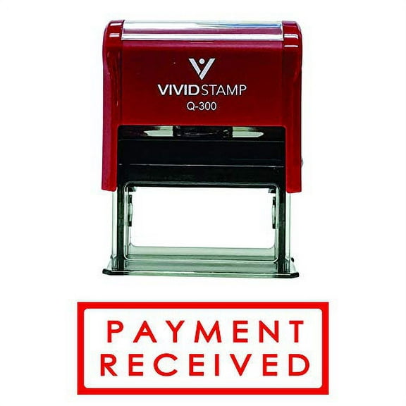 Vivid Stamp Payment Received W/Border Self Inking Rubber Stamp (Red Ink) Large