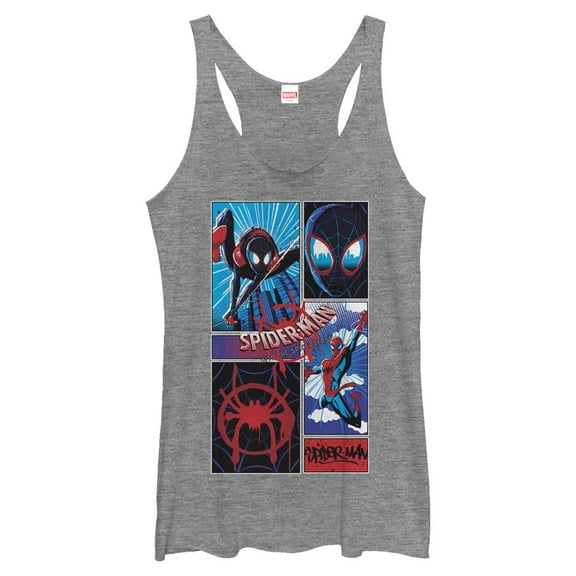 Women's Marvel Spider-Man: Into the Spider-Verse Modern Panels  Racerback Tank Top Gray Heather Small