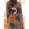 thumbnail image 3 of Alsol Lamesa Women's Halloween Pumpkin Cat Print Knitting Cardigan Plus Size Casual Long Sleeve Open Front Drape Knitted Cardigans Sweater Outwear Coat, 3 of 4