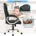 thumbnail image 4 of Executive Office Chair Big and Tall Leather Computer Chair Ergonomic Desk Chair High Density Sponge Seat&Back Chair with Padded Armrest,Lumbar Support and Headrest, Black, 4 of 8