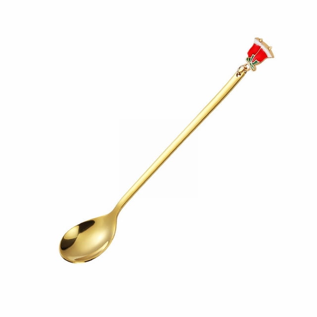 Less Than 5 Tableware New Design Hot Popular Products Gold Stainless Steel Long Handle Tea Coffee Ice Spoon Christmas Spoon Set Creative Stainless Steel Spoon Gift Box Christmas Gift Pendant Spoon