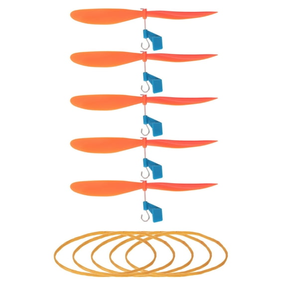 Uxcell Plastic Propeller, Propeller Props Blade with Rubber Band Hooks Helicopter Kit 5" Fold Resistant for STEM Activities Powered Airplanes DIY Science(Orange, Pack of 5)