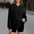thumbnail image 4 of Waffle Knit Hoodies for Women 2025 Fall Winter Long Sleeve Casual Plain Hooded Sweatshirt Pullover Tops, 4 of 5