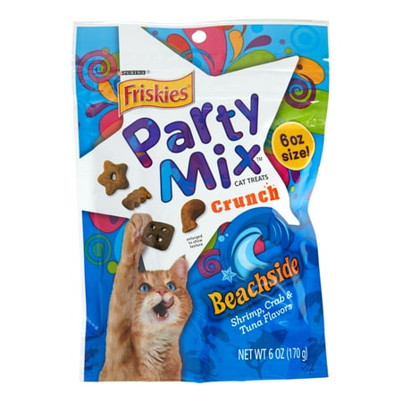 Purina Friskies Party Mix Crunch Beachside All Breeds Beachside Cat Treat, 6 oz