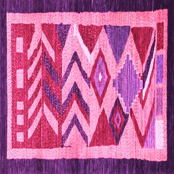 Ahgly Company Indoor Square Abstract Pink Contemporary Area Rugs, 4' Square