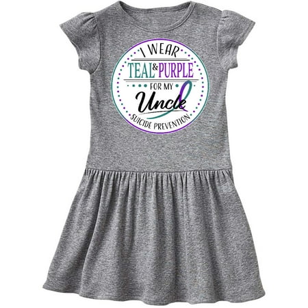 

Inktastic Suicide Prevention- I Wear Teal and Purple for My Uncle Gift Toddler Girl Dress