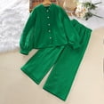 thumbnail image 2 of Children's Clothing Autumn New Medium And Large Children's Lapel Long Sleeve Shirt And Trousers Girls' Suit, 2 of 5