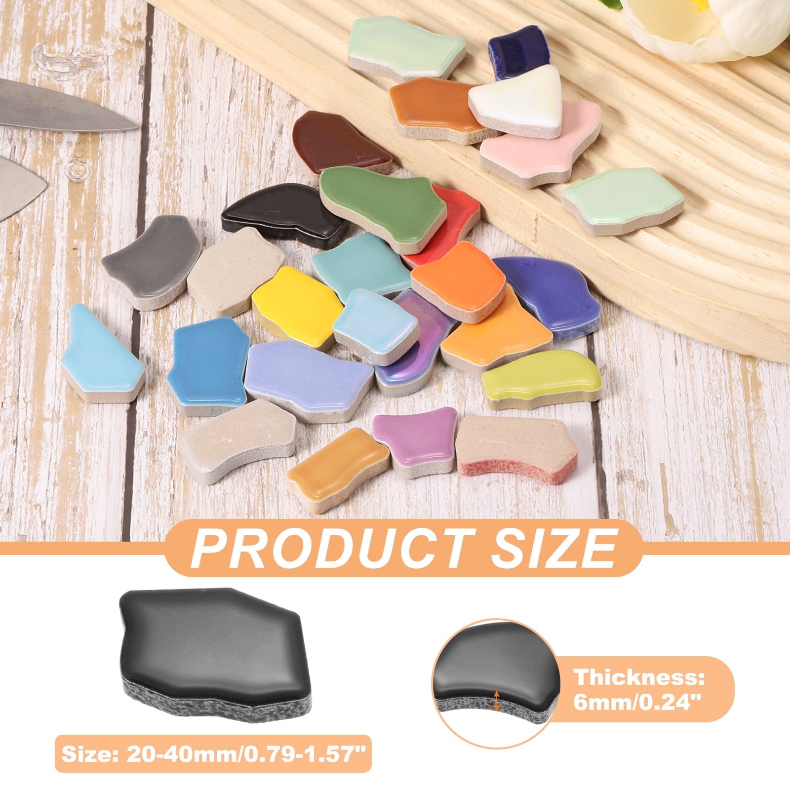 Uxcell 500g/1.1LB Irregular Ceramics Mosaic Tiles, 0.79"-1.57" Mosaic Stained Tile Broken Porcelain Pieces Stones Bulk for DIY Craft Making Vases Home Decoration, Black