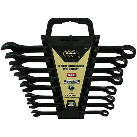 UPC: 0035794190170 | Pro-Grade 19043 SAE Black Phosphate Combination Wrench Set – 8 Piece
