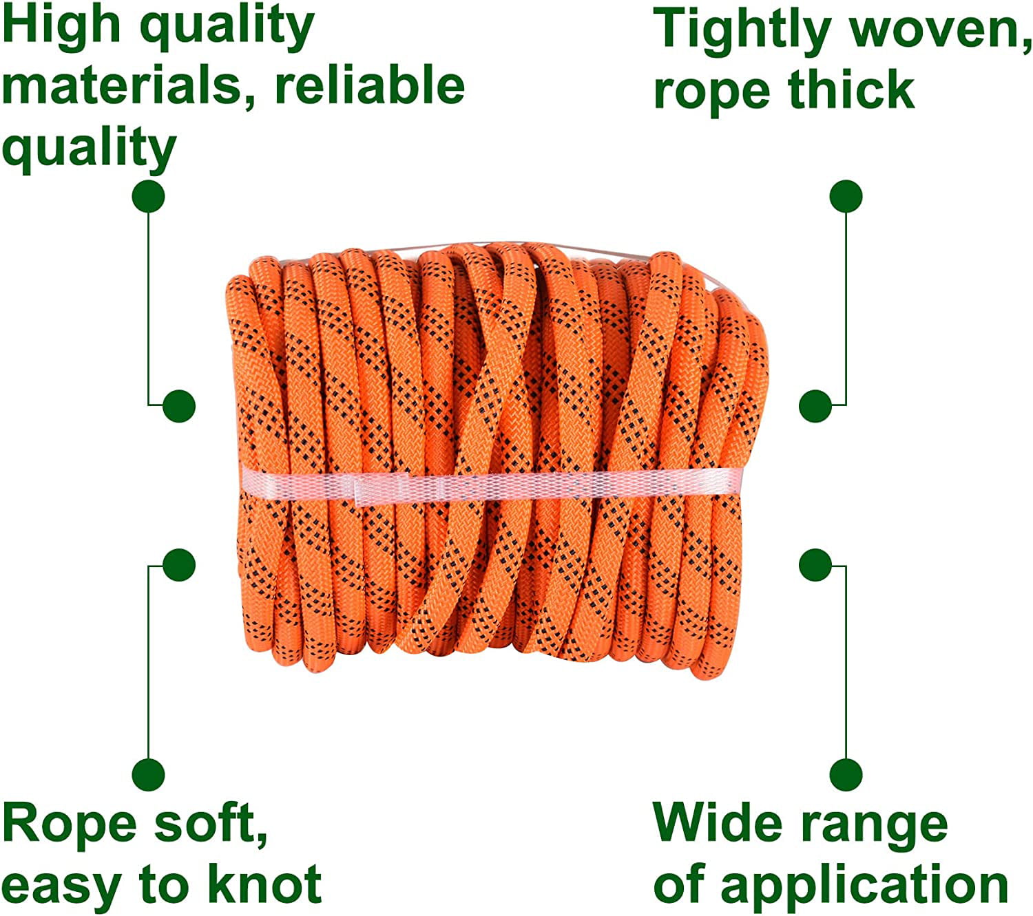 Double Braid Polyester Rope Pulling Rope Tree Cutting Ropes Multipurpose  Bull Rigging 1/2 Inch x 100 Feet Orange 