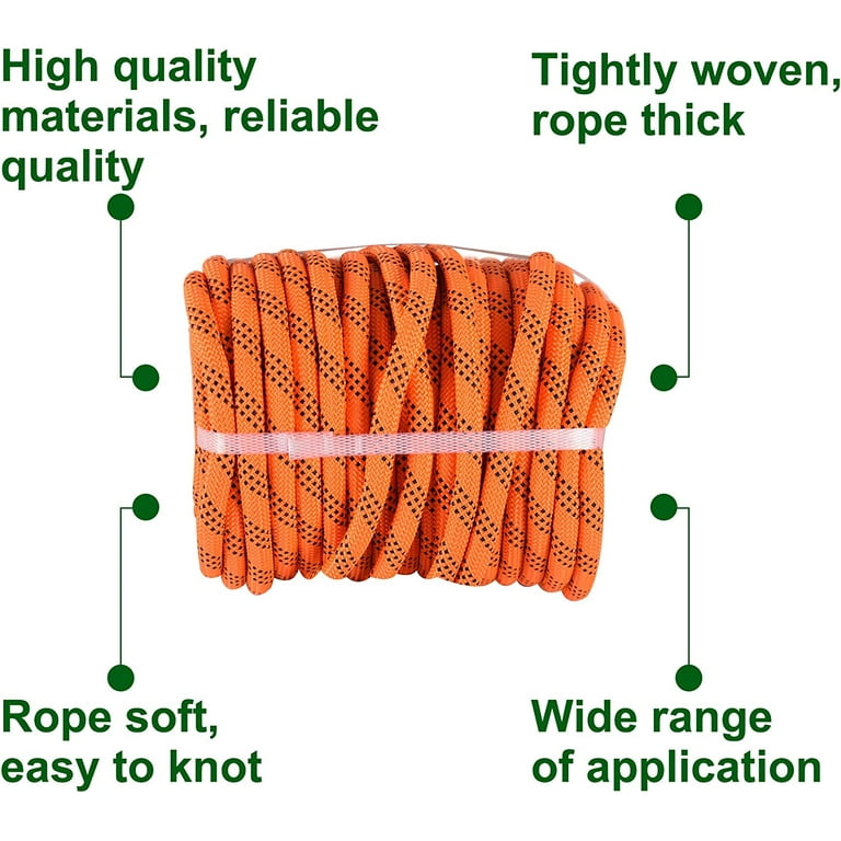 Double Braid Polyester Rope Pulling Rope Tree Cutting Ropes Multipurpose Bull Rigging 1/2 inch x 100 Feet Orange, Size: 9.84