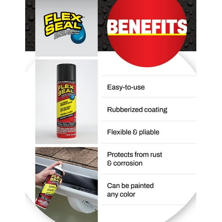 Flex Seal Automotive Aerosol Liquid Rubber Sealant Coating, 14 oz, Black