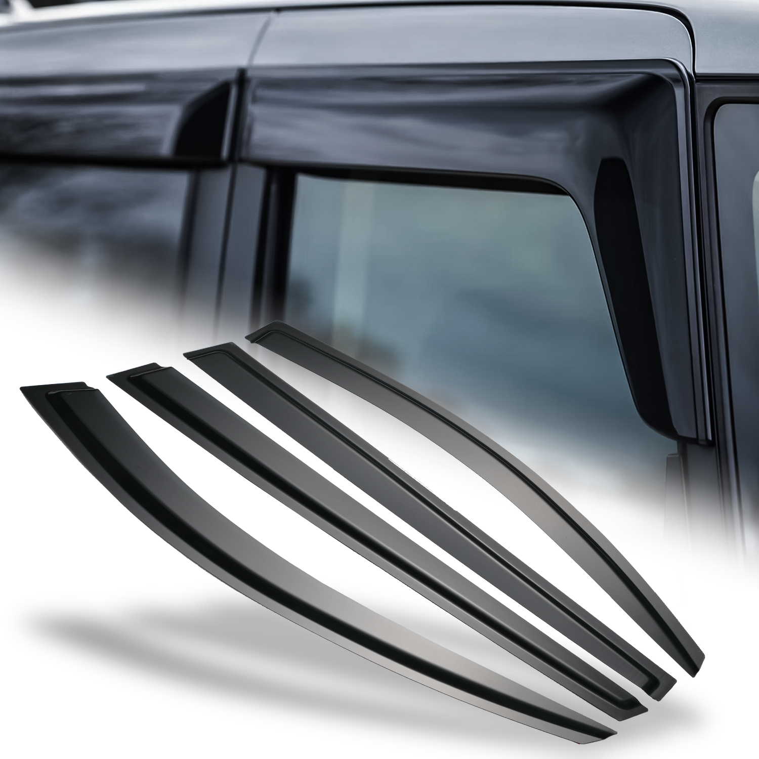 Gearzaar Mugen Style Window Visors For 2011-2014 Hyundai Sonata – 4-Piece Glossy Black, Acrylic