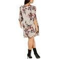 thumbnail image 2 of NY Collection Womens Plus Cut-Out Floral Print Mini Dress, 2 of 3