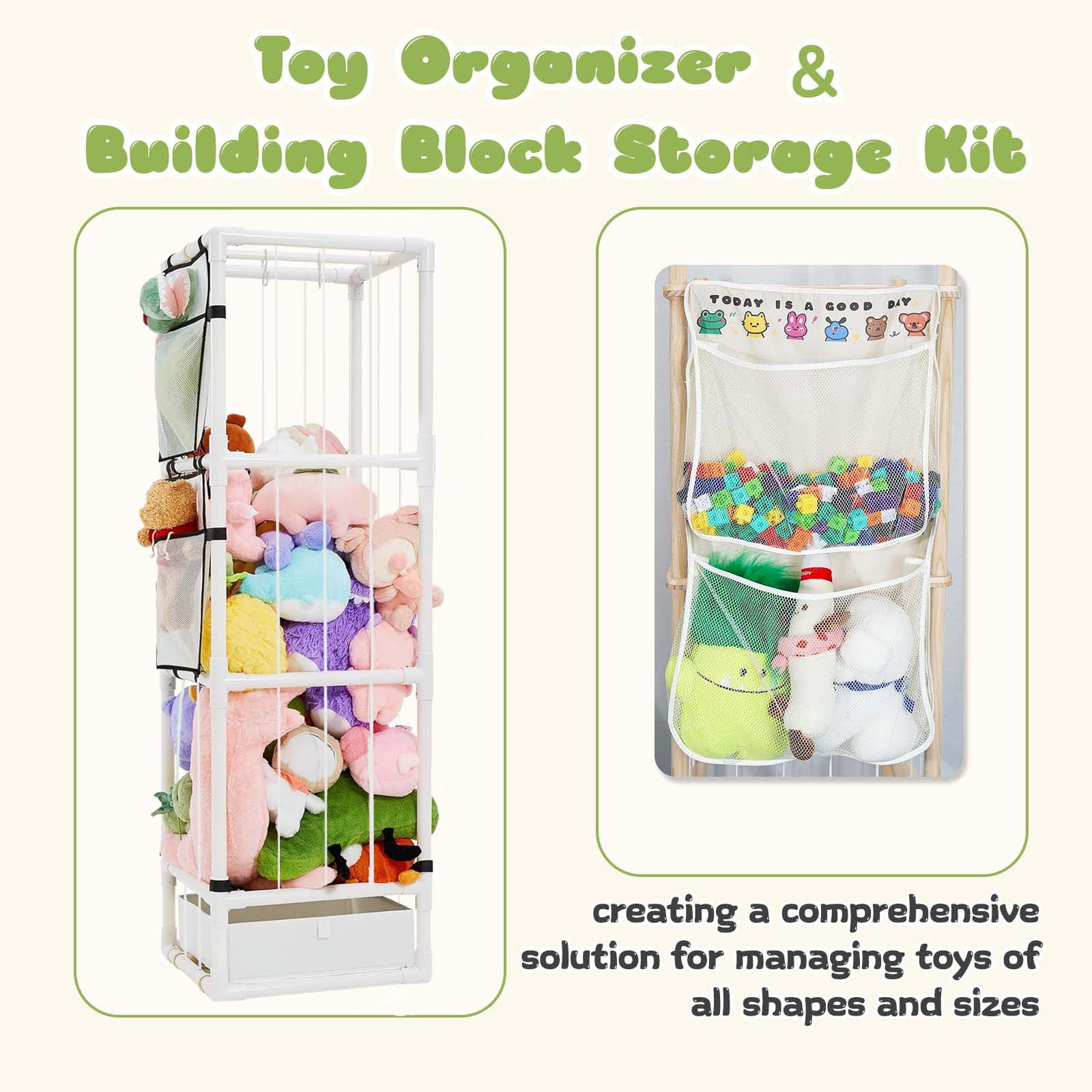 Stuffed Animal Zoo Storage Organizer PVC Large Plushie Holder for Toddler Room Playroom Aesthetic Nursery Furniture Toy Display Extra-large Capacity Design