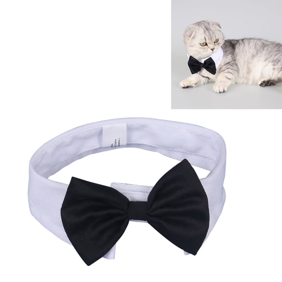 PENIKOKO White Dog Bow Tie Collar Soft Comfortable Pet Neck Tie for Formal Events