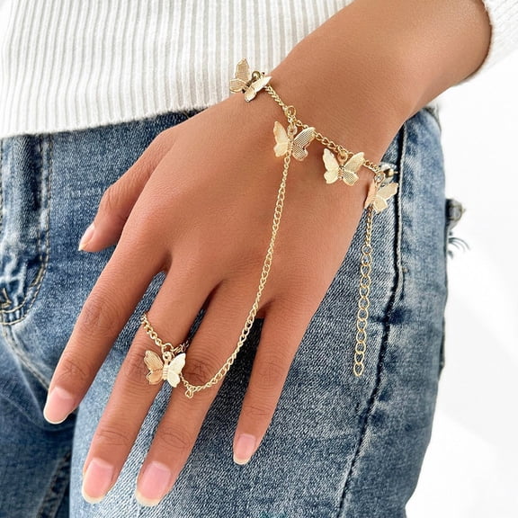 Xinyolin Butterfly Shape Women's Bracelet - Stainless Solid Color Finger Accessory