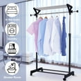 thumbnail image 4 of SortWise Expandable Rolling Clothing Rack, Mobile Adjustable Garment Rack Clothes Shelf Organizer with Top and Bottom Shelves, 4 of 9