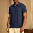 thumbnail image 4 of Men's Collared Shirts Short Sleeve Big and Tall Solid Lapel Button Casual Fashion Business T-Shirt, 4 of 9