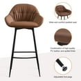 thumbnail image 4 of Bar Stools Set of 2, Modern Counter Height Barstools with Metal Legs, 29" Upholstered PU Leather Kitchen Counter Stools, Height Bar Chairs for Kitchen Island, Brown, 4 of 7