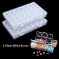 thumbnail image 2 of JOYSTRY 28 Grids Diamond Painting Bead Storage Container, Perler Beads Organizer for Nail Rhinestones, Craft Supplies & Small Accessories, 2 Pack with 200 Labels, Clear White, 2 of 5