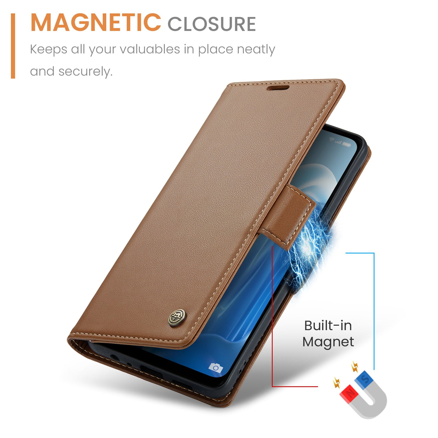 ETFAST Leather Phone Case Wallet With Card Holder Zipper For OPPO Reno 8 4G High Quality Leather Phone Case