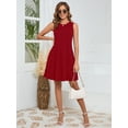 thumbnail image 2 of Chiclily Summer Dresses for Women Loose Sleeveless Pleated Front T-shirt Sundress with Pockets, Burgundy XL, 2 of 7