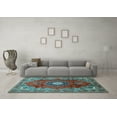 thumbnail image 3 of Ahgly Company Indoor Rectangle Medallion Light Blue Traditional Area Rugs, 2' x 4', 3 of 4