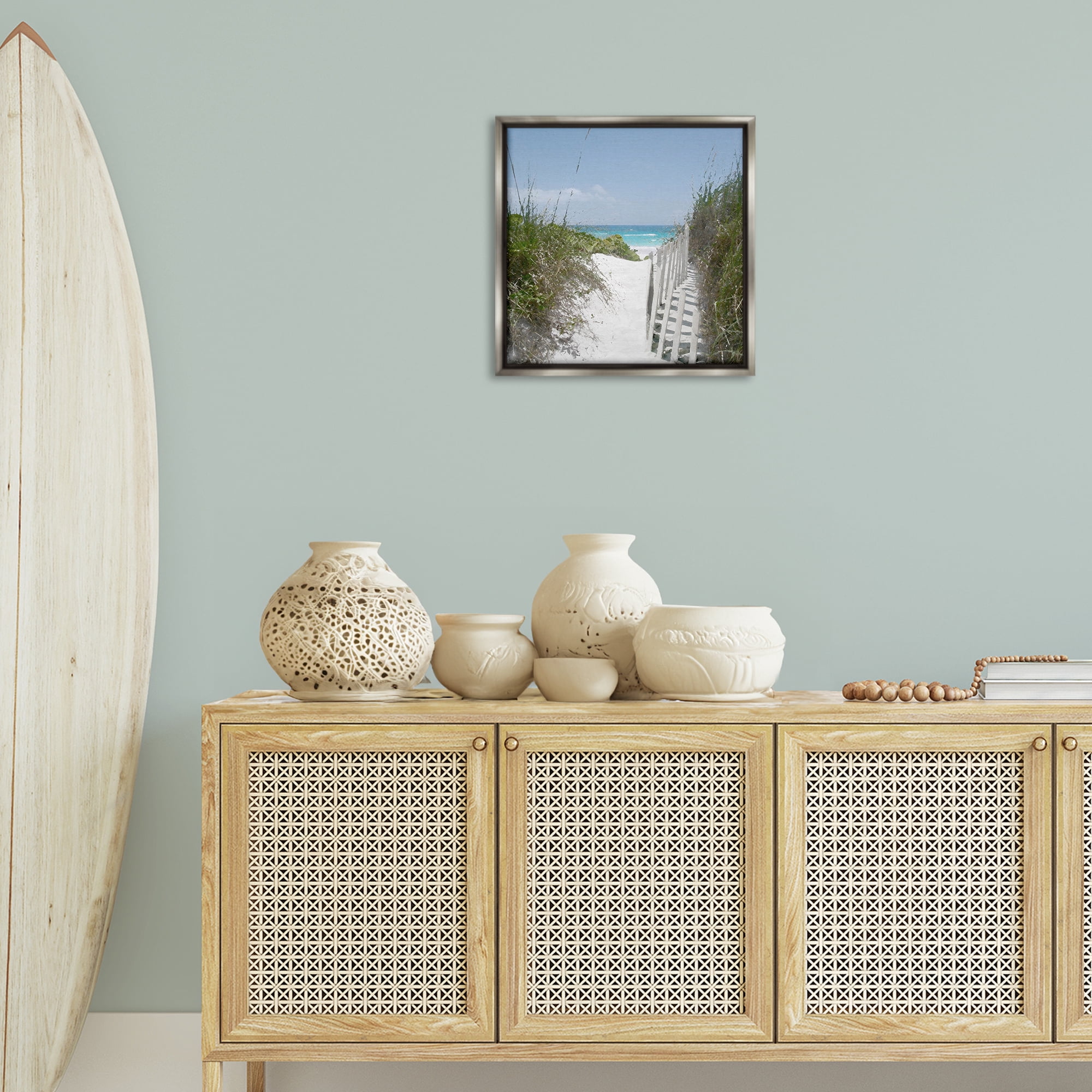 Stupell Industries To The Sea Landscape Coastal Photography Gray Floater Framed Canvas Art Print Wall Art, 18 x 18