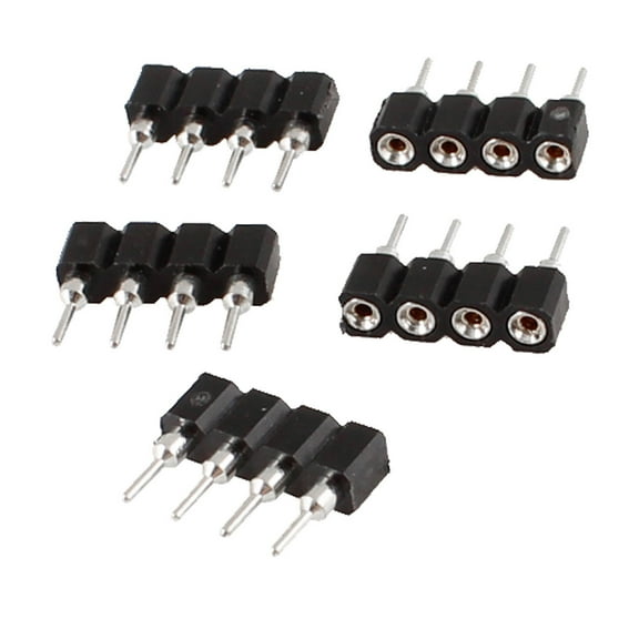 5Pcs Black Female to Male F/M  Strip Connector 4P RGB Connectors