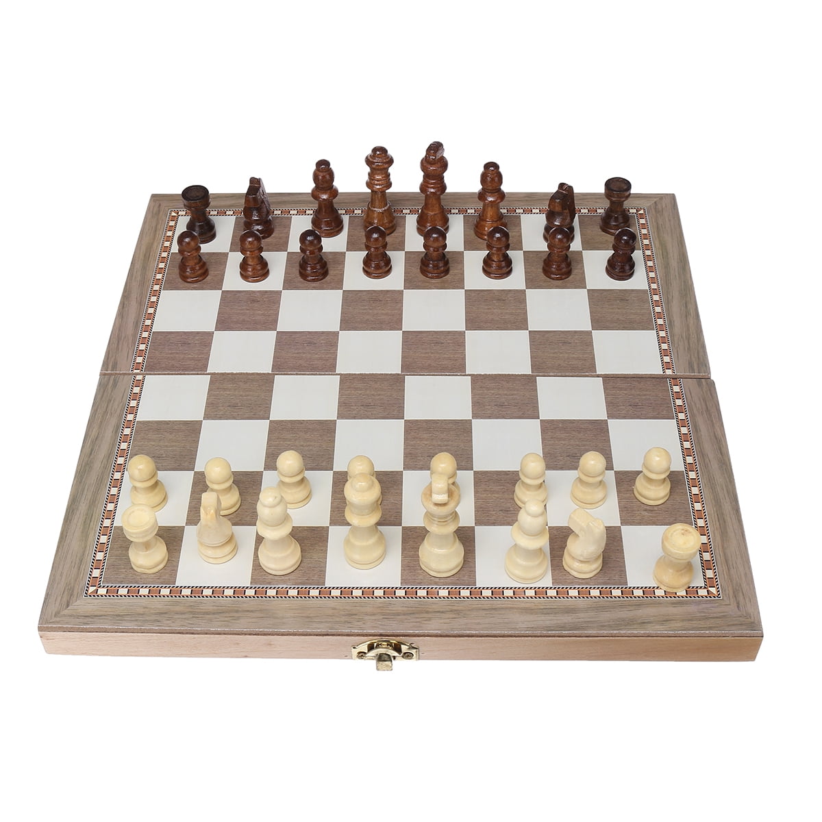 UK Large Chess Wooden Set Fold Chessboard Backgammon Draughts Wood Board Game' 