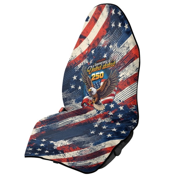 XYZCANDO Vintage American Flag & Bald Eagle Car Seat Towel Cover - 250th USA Anniversary Sweatproof Protector - Universal Fit for Cars, Trucks, SUVs