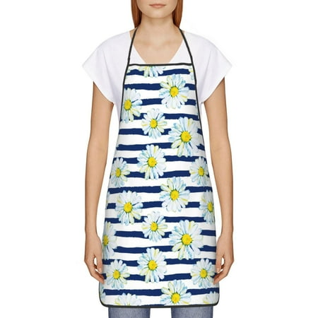 

Goofa Bib Apron Unisex Aprons Adjustable Waterdrop Resistant Cooking Kitchen Apron for Chef Daisy Striped Nautical Pattern Apron Bulk