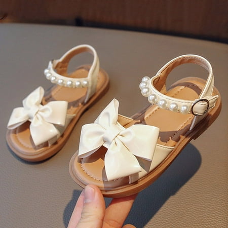 

8QIDA Girls Sandals Size 12.5 Girls Sandals Summer Children s Soft Sole Shoes Fashion Girls Bow Shoes Baby Beach Shoes 23