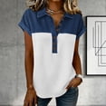 thumbnail image 2 of Nestiefly Denim Shirts for Women Button Up V Neck Lapel Collar Casual Short Sleeve Fashion Patchwork Western Blouses 2026 White M, 2 of 5