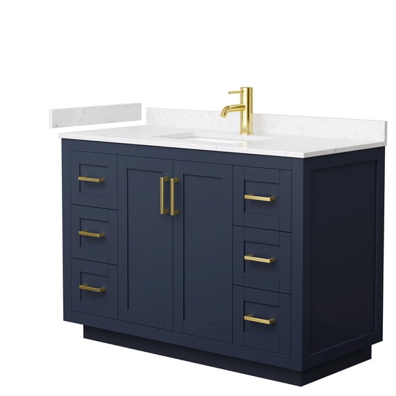 Wyndham Collection Miranda 48" Wood&Carrara Single Bathroom Vanity in Gold/Blue