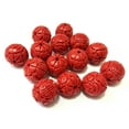 thumbnail image 3 of U8MO 14mm Red cinnabar carved pattern Round beads 12pcs, 3 of 3
