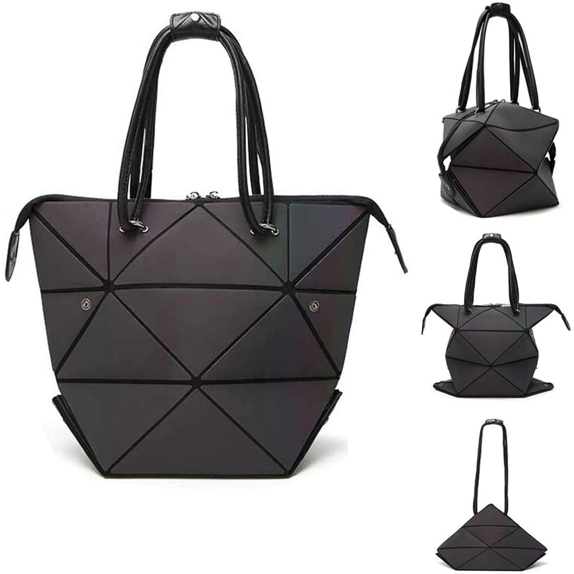 Yao Holographic Geometric Handbag Unique Iridescent Interchangeable Tote Bag Color Changing Ladies Purse Eco friendly Leather Rainbow Purse for Women