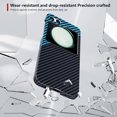 thumbnail image 4 of Aramid Fiber Case for Samsung Galaxy Z Flip 6 Case Aramid Fiber Thin Fit Slim Minimalist 6 FT Military Grade Drop Protection Case with Wireless Charging, Black&Blue, 4 of 12