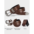 thumbnail image 3 of Punplita Women's Western Vintage PU Leather Brown Belt with Embossed Silver Buckle, 3 of 7