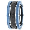 thumbnail image 2 of Men’s Stainless Steel Black & Blue IP Hammered Finish Band – Mens Ring, 2 of 5
