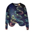 thumbnail image 4 of Craaazy Women's Christmas Colorful Print Shirts Round Neck Loose Long Sleeve Sweatshirt Top Gifts, 4 of 5